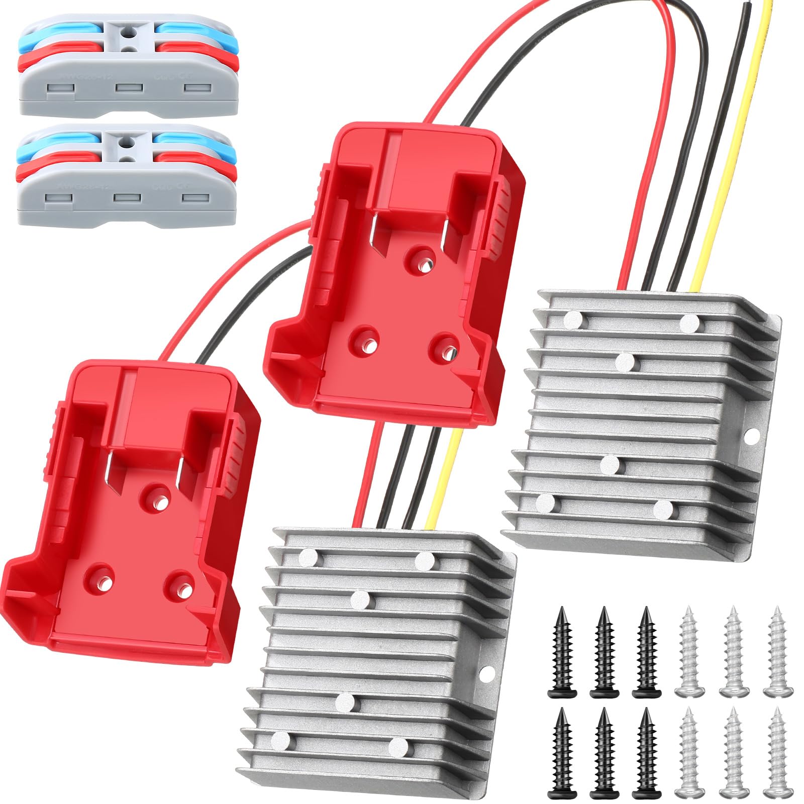 Photo 1 of Pickmesh 2 Pack 18v to 12v Buck Converter Compatible with Milwaukee M18 Wheels Battery Adapter Dc 12v 20a 240w Buck Converter Regulator Battery Adapter with Over Discharge Protection