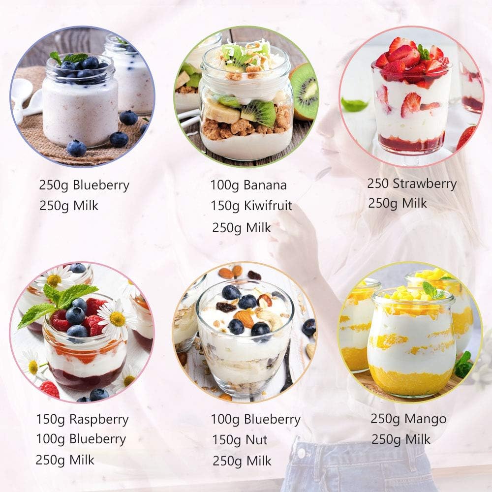 Yogurt Maker Automatic Digital Yoghurt Maker Machine with 8 Glass Greek Jars 48 Ozs (6Oz Each Jar) LCD Display with Constant Temperature Control Stainless Steel Design for Home Use: Kitchen & Dining