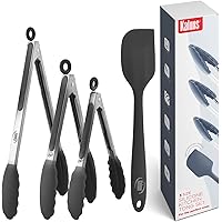 Kaluns Kitchen Tongs for Cooking, Non Stick Silicone Tip Stainless Steel Tongs, Set of Four 7,9, and 12 Inch Tong Plus…