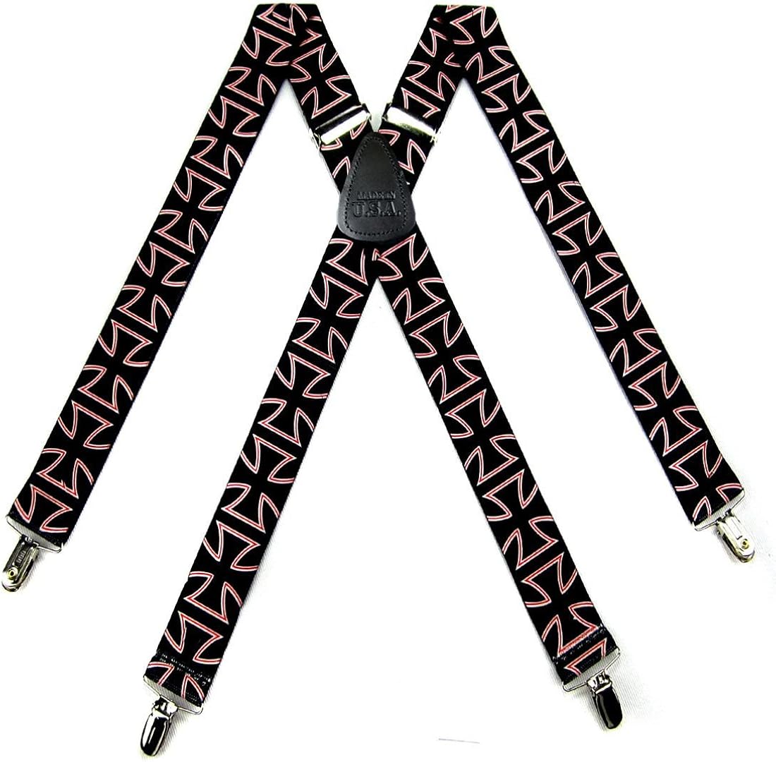 Black Red Biker Suspenders By ThePerfectNecktie at Amazon Men’s