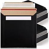 Fainne 200 Pcs 6 x 6'' Rigid Mailers 400 GSM Keep Flat Cardboard Mailers Shipping Cardboard Envelopes Disc DVD CD Envelopes with Self Adhesive Flap and Tear off Strip for Mailing Photo (Black)