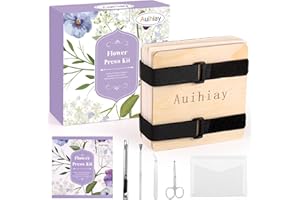 Auihiay Flower Press Kit with Instructions, 6 Layers 6.3 x 6.3 inches Flower Preservation Kit, Wood Flower Press Kit for Adults Kids to Make Dried Plant, DIY Flower Press Book