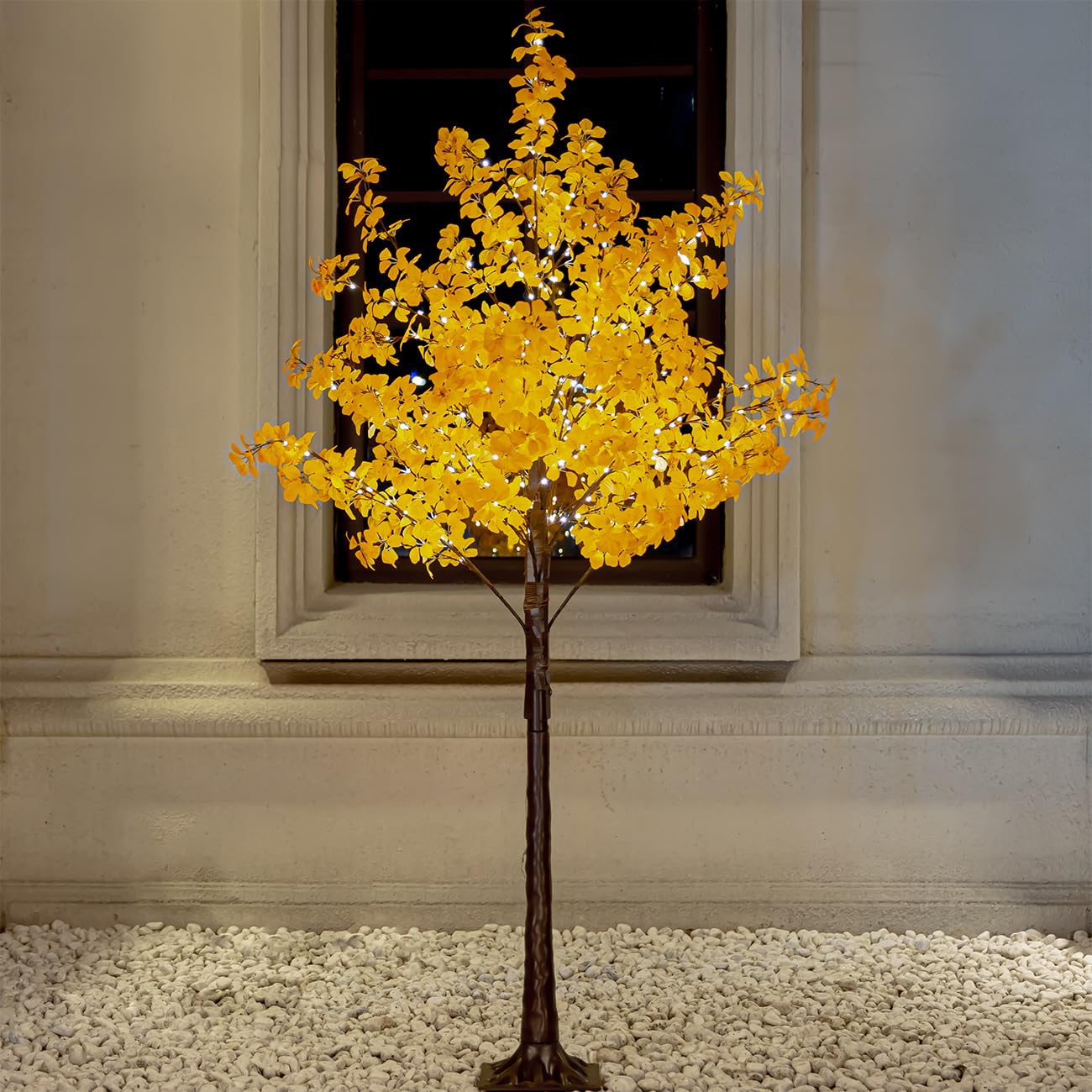 TYBEEU 6FT 5-Leaf Lucky Tree with Warm White Lights