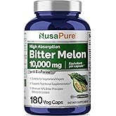 NusaPure Bitter Melon Extract 10,000 mg 180 Vegan Caps (100% Vegetarian, Non-GMO, Gluten-Free, 10% Bitter Principles) Bioperine