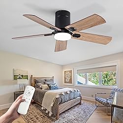 BOOMJOY 42 Inch Black Ceiling Fans with Lights and