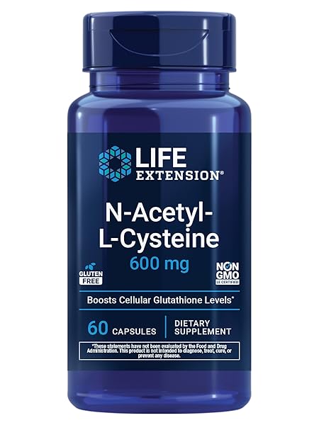 LIFE EXTENSION N-ACETYL-L-CYSTEINE (NAC), IMMUNE, RESPIRATORY, LIVER HEALTH, NAC 600 MG, POTENT ANTIOXIDANT SUPPORT, FREE-RADICALS, EASY TO ABSORB, 60 CAPSULES
