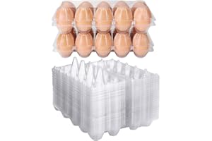 60 PCS Plastic Egg Cartons Cheap Bulk Egg Carton for Chicken Eggs, Hold 10 Count Eggs, Empty Egg Tray Holder Blank Clear Egg 