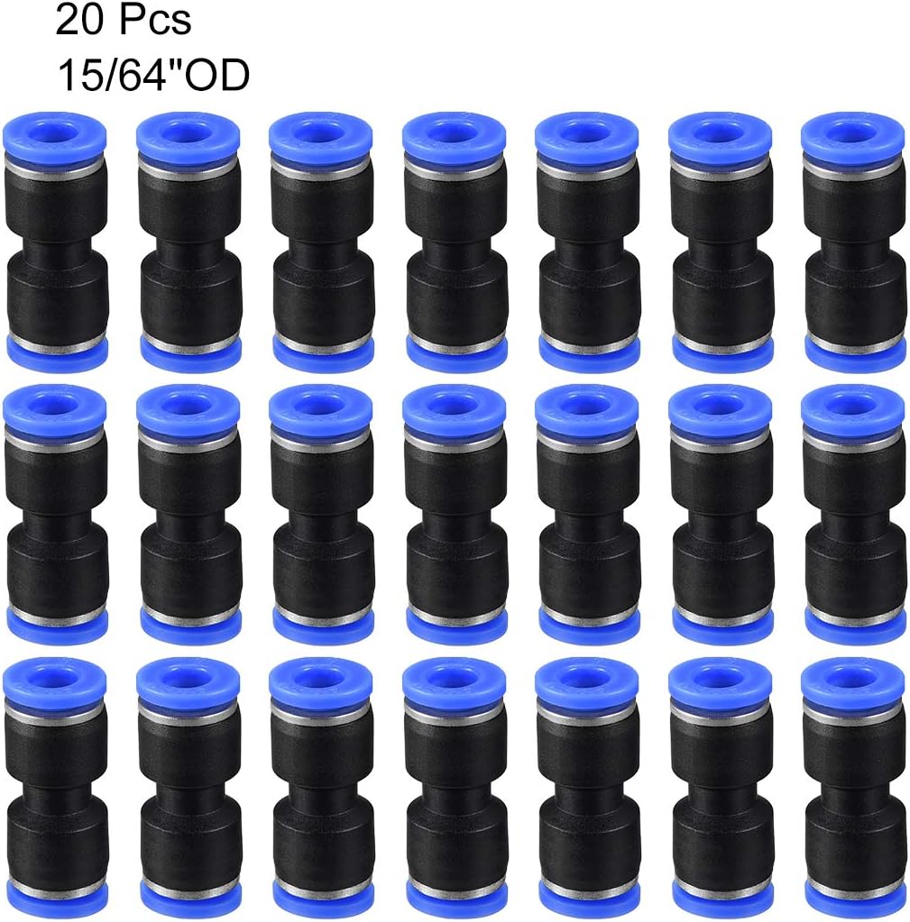 sourcing map Plastic Straight Union Push to Connect Tube Fitting 6mm OD Push Fit Lock Blue 20pcs, Black, 6mm 20pcs - Image 4
