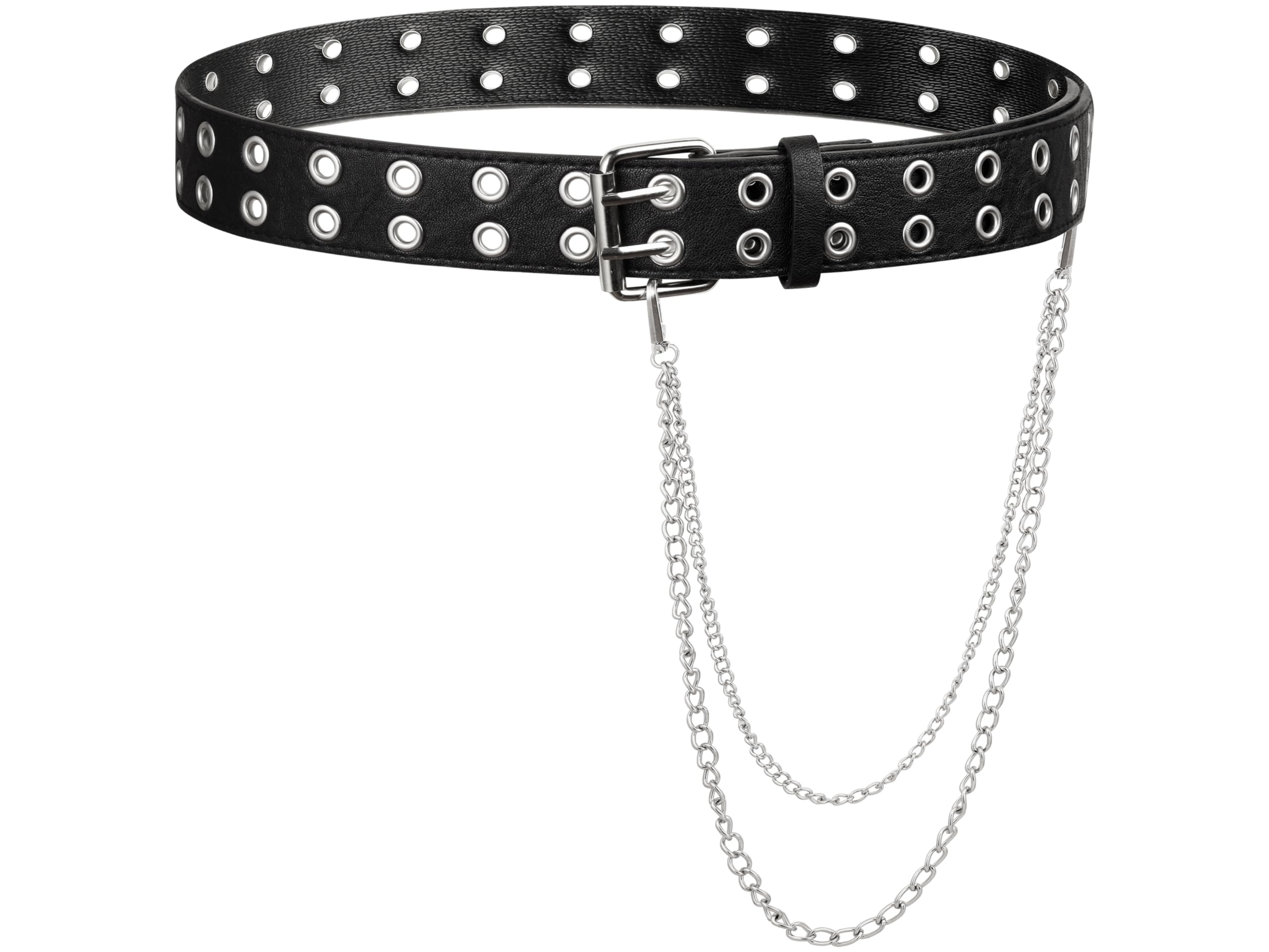 PU Leather Goth Punk Belt with Chain - Adjustable 41.3\