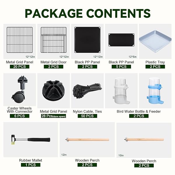 VISCOO UPGRADED ENCRYPTED 46-INCH BIRD CAGE, WITH WOODEN PERCHES, METAL PARAKEET CAGE WITH SLIDE-OUT TRAY, WATER BOTTLE&FEEDER, BIRD CAGES FOR PARROT,PARAKEETS,COCKATIEL,LOVEBIRD,SMALL MID-SIZED BIRDS