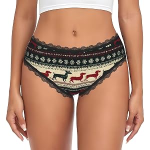 Moxquju Christmas Dachshund Dog (2) For Women'S Lace Underwear, Seamless Low Rise Briefs