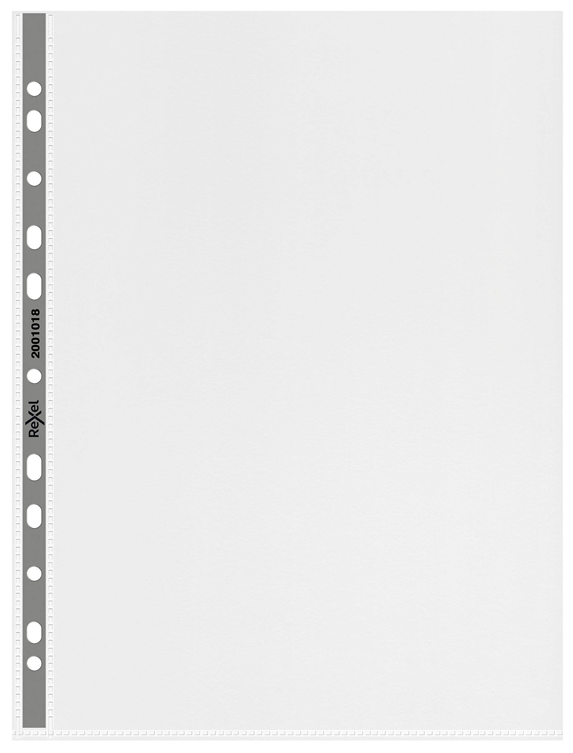 Rexel Nyrex Premium A4 Punched Pocket with Grey Spine, Clear, Pack of 50, 2001018, 90 Micron