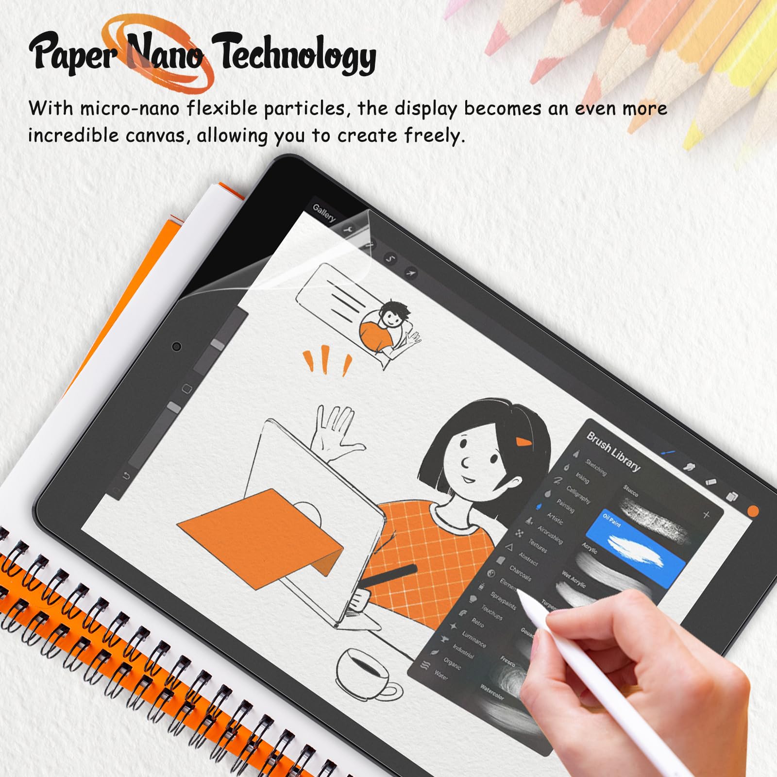 KCT 2 Pack Paperfeel Screen Protector Compatible with iPad 9th/8th/7th (10.2-Inch, 2021-2019), Matte PET Film, Anti Glare, Compatible with Apple Pencil