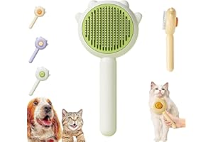 FANXBOX Magic Pet Comb, Pet Hair Cleaner Brush, Cat Grooming Brush with Release Button, Cat Brush for Shedding Long or Short Hair Cats Dogs Pet Massage Brushes, Self Cleaning Slicker Comb (Green)