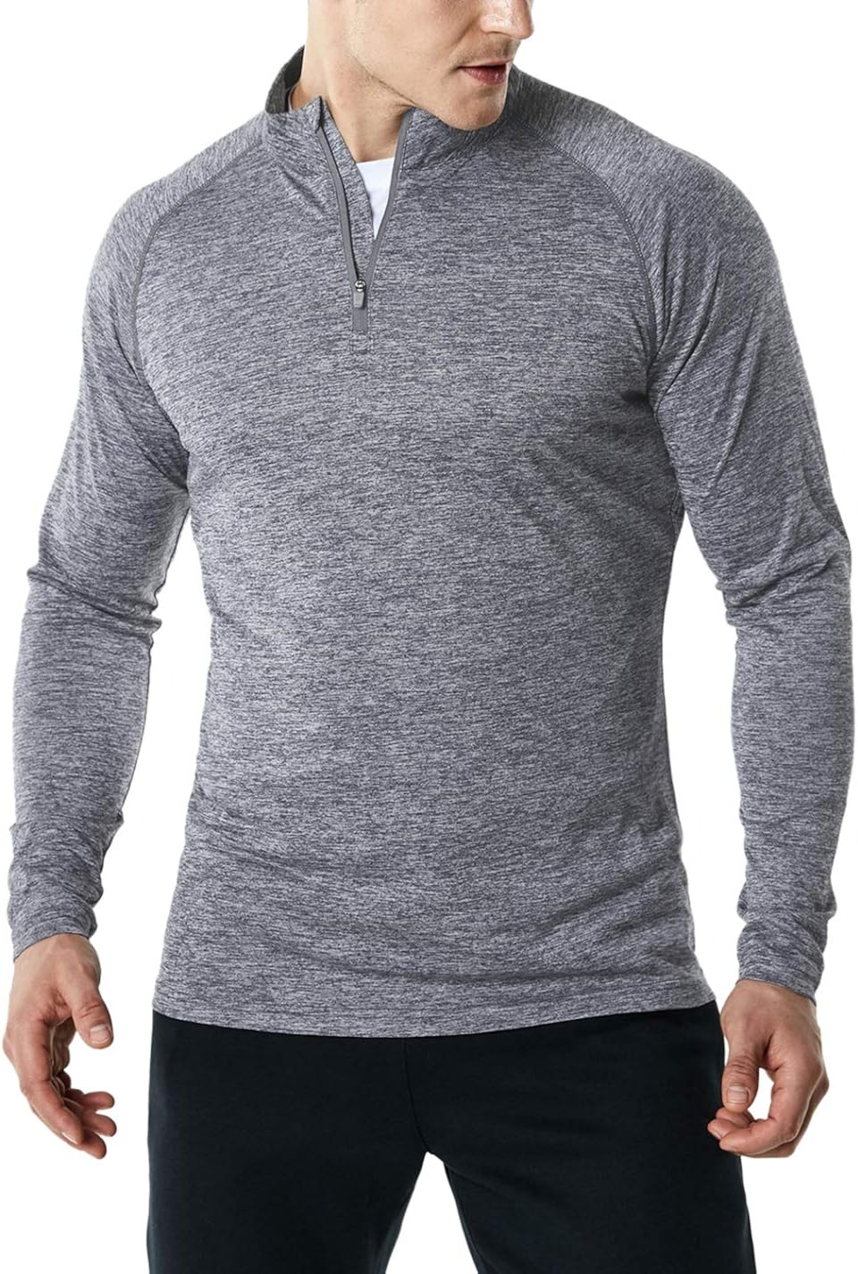 TSLA Men's 1/4 Zip Pullover Long Sleeve Shirt, Quick Dry Performance Running Top, Athletic Quarter Zip T-Shirt : Clothing