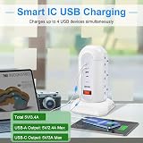 BEVA Tower Extension Lead 9AC 4USB 13-in-1 Surge Protector 1.65m Cord view 5