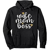Wife Mom Boss Golden Heart Love Gift For Working Mama Cute Pullover Hoodie