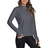 KOKITA Women's Slim Fit Yoga Jackets Workout Lightweight Running Athletic Full Zip Jacket,with Thumb Holes