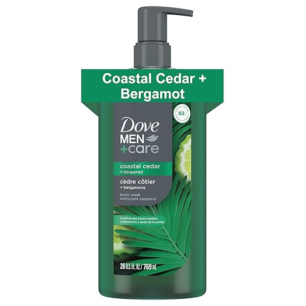 DOVE MEN + CARE BODY WASH COASTAL CEDAR & BERGAMOT PLANT-BASED MOISTURIZING BODY WASH FOR MEN, 26OZ
