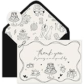 Whaline 24 Pack Wedding Thank You Cards Black Wedding Cake Champagne Thank You Greeting Note Cards with Envelope Sticker for Bridal Shower Engagement