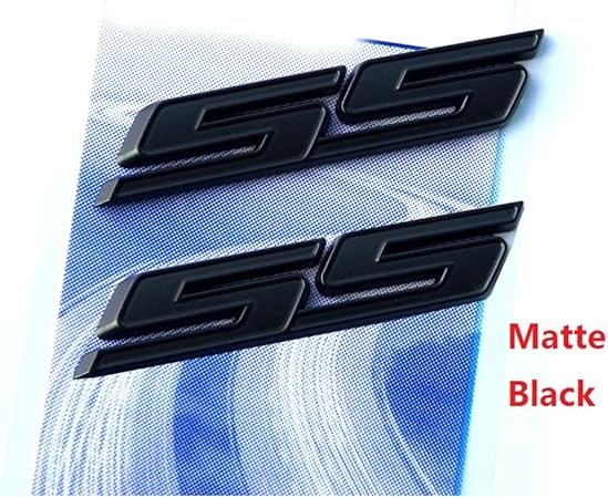 Amazon Oemブラックssエンブレム3dバッジデカール カマロss シボレーシエラフラットマット 2枚 車 バイク 車 バイク