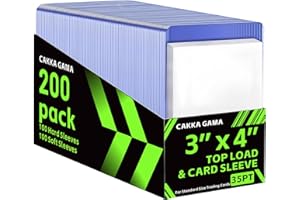 CAKKAGAMA 200 PCS Card Sleeves Top Loaders for Cards, Hard Plastic Toploaders, Baseball Trading Card Holder Protectors (100 Toploaders + 100 Sleeves)