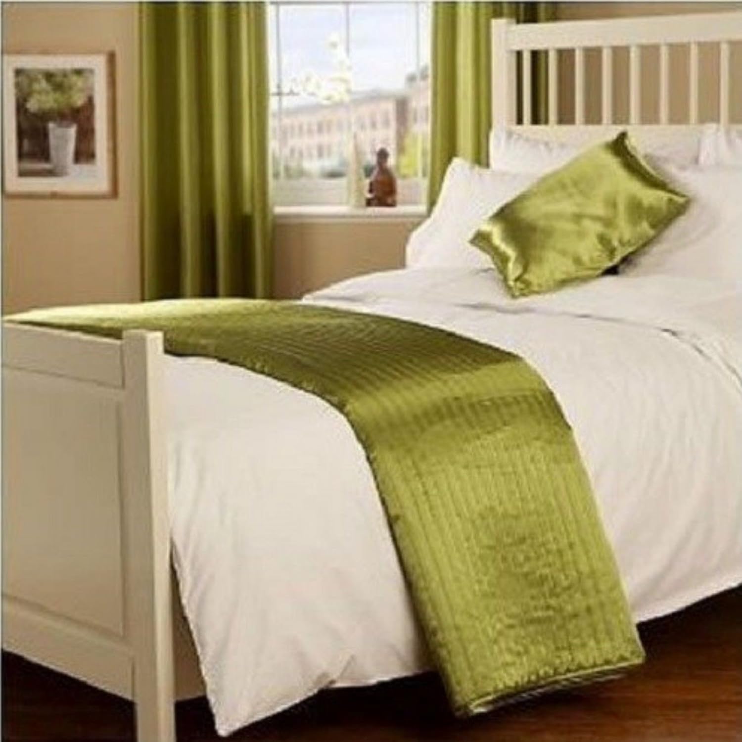 Luxury Plain Faux Silk Satin Shine Quilted Bed Runner 55cm x 220cm King