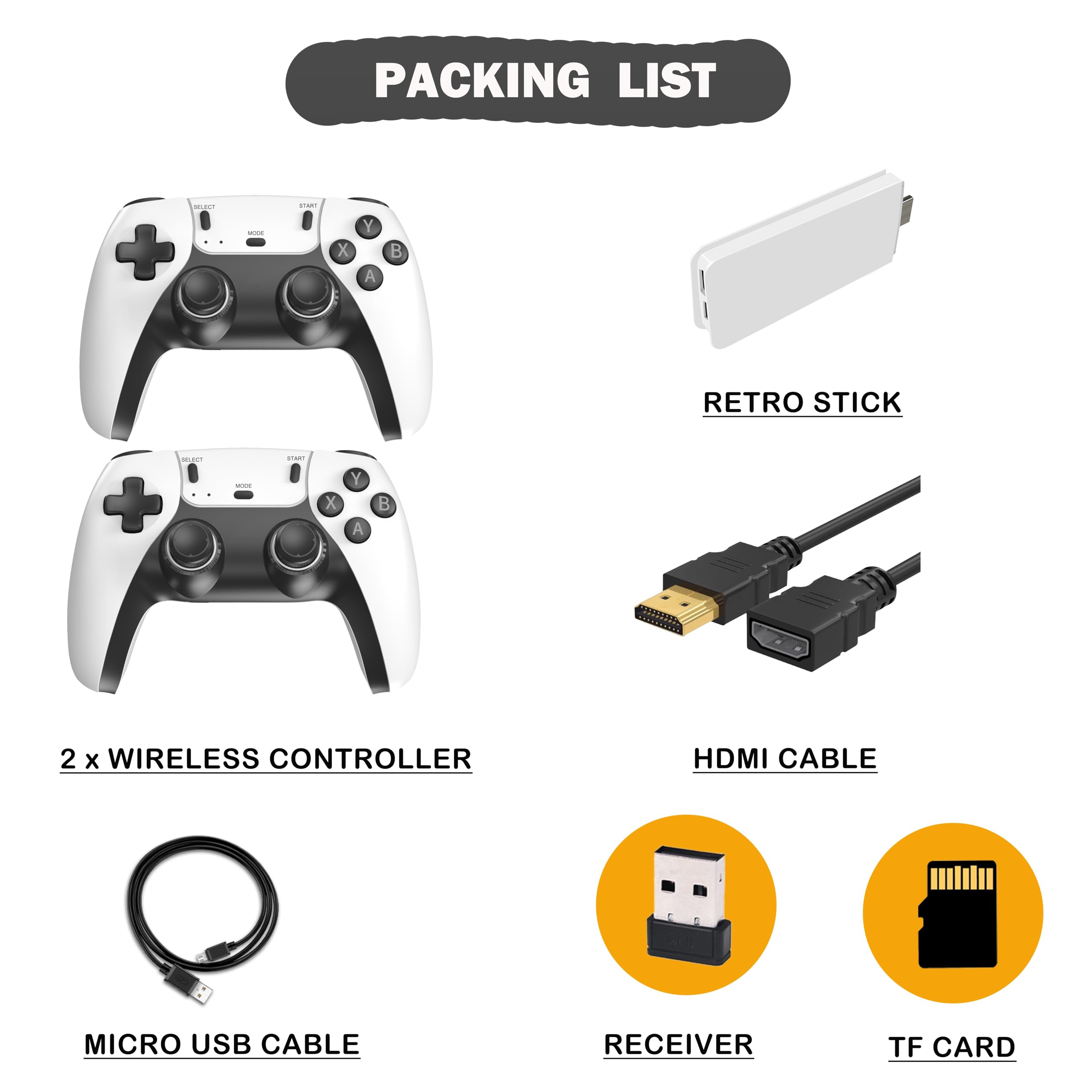 Retro Gaming Console, Plug and Play Video Game Console Built in 40000+ Games,28 Classic Emulators, 4K High Definition HDMI Output for TV with Dual Controllers