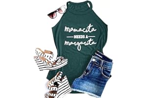 JORLYEN Mamacita Needs a Margarita Women Funny Shirts Workout Tops Graphic Beach Holiday Outfit Tees