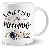 JRTW Meemaw Mug, Meemaw Coffee Cups Ceramic, World's Best Meemaw Coffee Mug, Meemaw Gifts, Grandma Gifts for Christmas, Best Grandma Gifts, Meemaw Coffee Mug Gifts for Meemaw