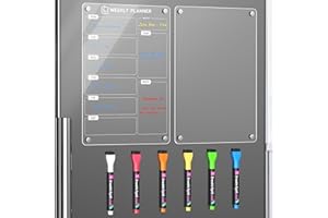 Langaelex Lot de 2 planificateurs de repas magnétiques pour réfrigérateur – Planificateur hebdomadaire en acrylique avec 6 ma
