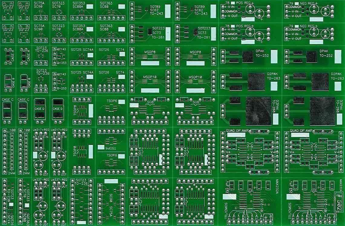Surface Mount Prototyping Board with SOT SOIC TSOP Patterns