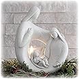 Nativity Sets for Christmas Indoor Statue with LED Tealight Candle Holder Contemporary Style Decoration Holy Family Figurine Gift, Present, Decorate for Holidays