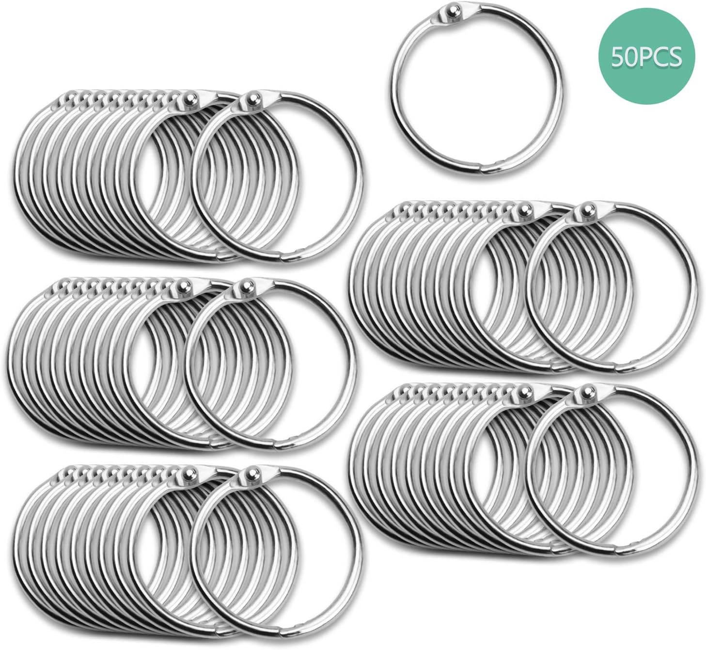 50pcs Loose Leaf Ring 1 Inch Round Binding Rings Book Loose Leaf Rings Keychain Rings - 25mm