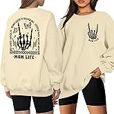 LAZYCHILD Mama Sweatshirts for Women: Oversized Mom Life Pullover Mama Shirt Motherhood Long Sleeve Skeleton Tops