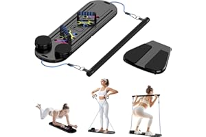 ADDWIN Pilates Board – Multi-Functional Pilates Reformer Set, Foldable and Compact Home Gym Equipment for Women 2024 Pilates Reformer Set, Multi-Purpose Foldable Pilates Reformer Board for Home, Black