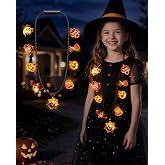 LOLStar Halloween Light Up Necklace, Halloween Accessories with 9 LED Bulbs | Glow Necklaces for Halloween Party Favor and Supplies, Trick or Treat-Themed Light Up Necklace with 3 Flash Modes for adults