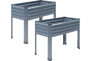 DIIYIV Galvanized Raised Garden Bed with Legs,2PCS 48×18×30in Elevated Planter Box for Backyard,Outdoor Garden, Patio, Balcony, 300lb Capacity,Grey