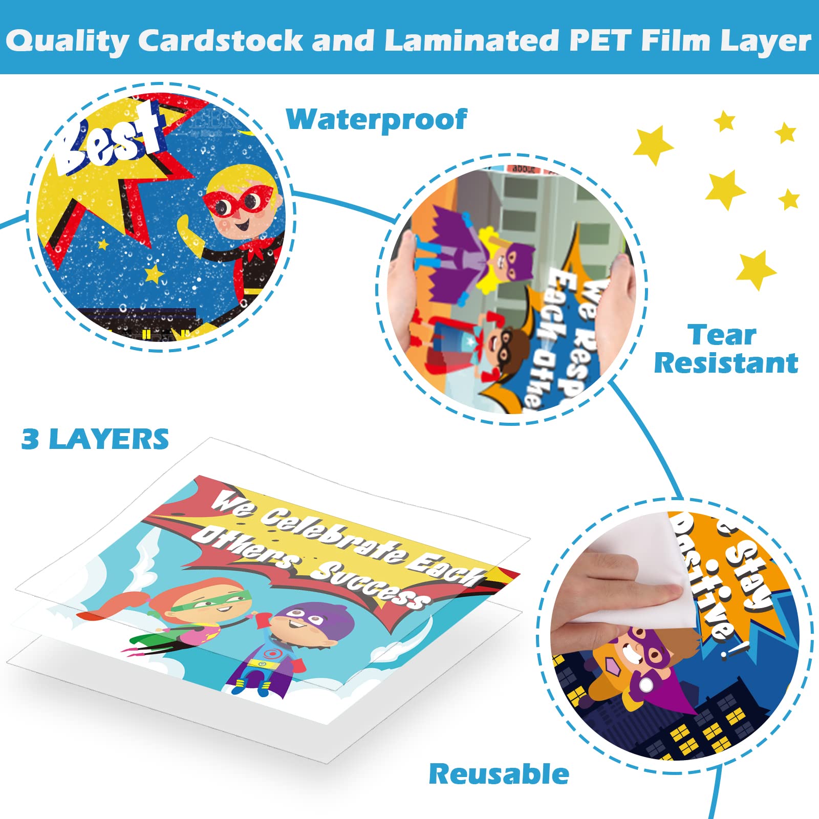 Hero Theme Classroom Decorations Set – 33 Pcs Bulletin Board Kit With Posters, Banners, Cutouts, Cityscape For Preschool, Elementary, Middle School