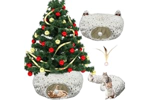 Christmas Cat Tunnel, Christmas Tree Cat Tunnel, 35 Inches Cats Tunnel Christmas Trees Skirt, Soft Cats Tunnels Bed Under Xma