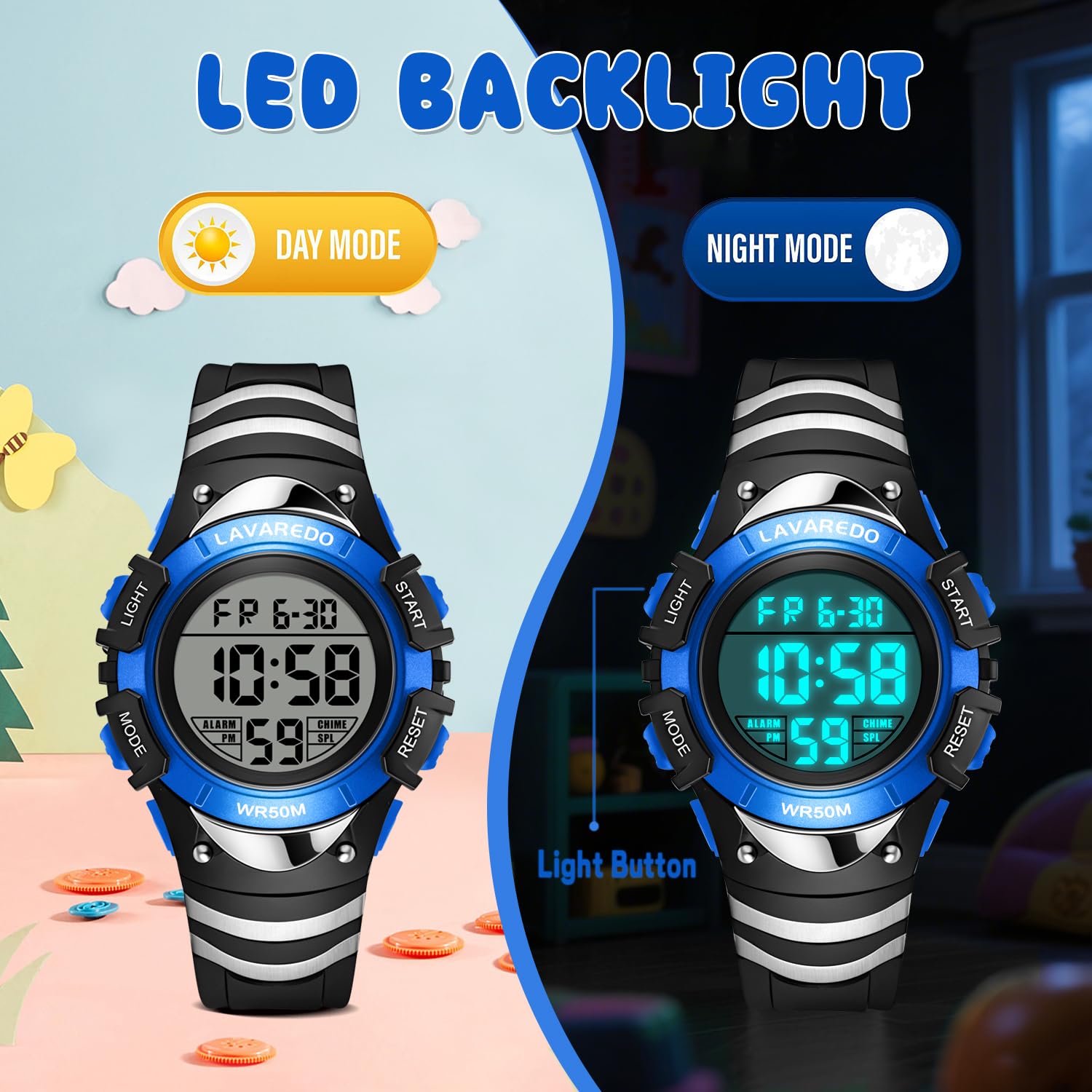 VTAIGE Kids Watch for 3-12 Year Old Boys Girls, Digital Watch for Kids Sport Outdoor Multifunctional Waterproof Watches with Alarm/LED Light/Stopwatch/Calendar Boys Wristwatch for Student, Kids Gift