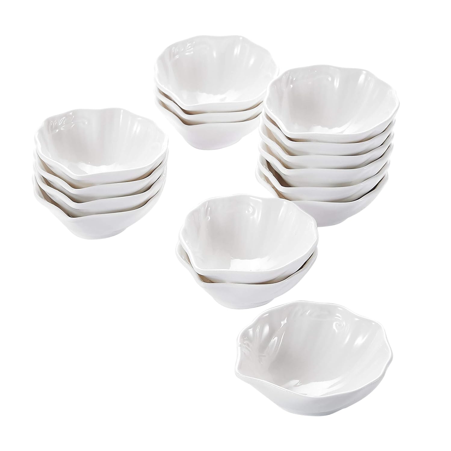MALACASA, Series Ramekin, 16Piece 3.5" Mini Ramekins Ivory White