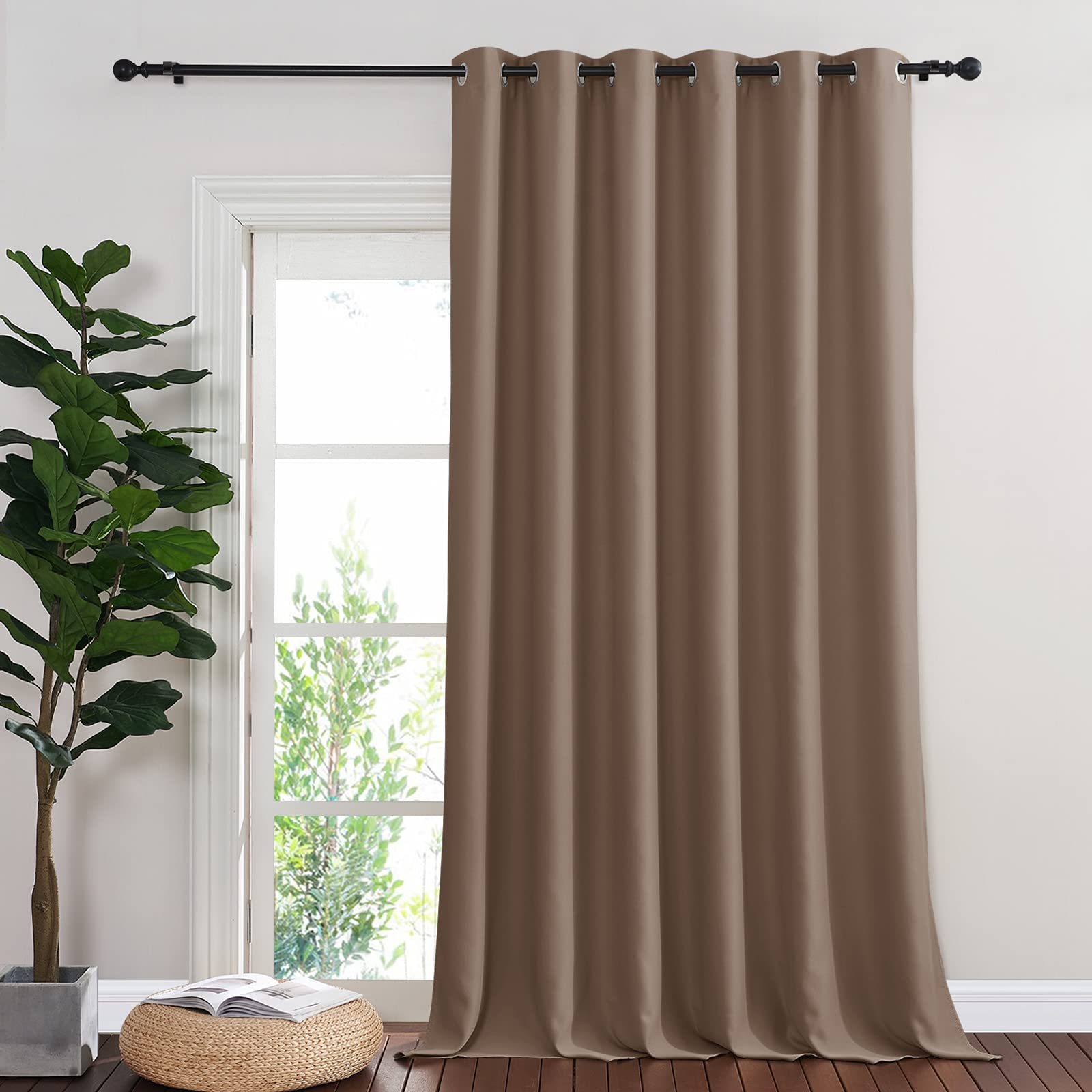 Photo 1 of NICETOWN Blackout Room Divider Curtains for Sliding Glass Doors 102 Inches Long 1 Panel, Extra Wide Curtains for Doorway Patio Bedroom Living Room (Cappuccino, 80Wx102L, 1 Panel)