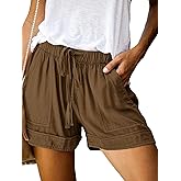 Wielsscca Womens Drawstring Shorts Summer Elastic Waist Casual Lightweight with Pockets