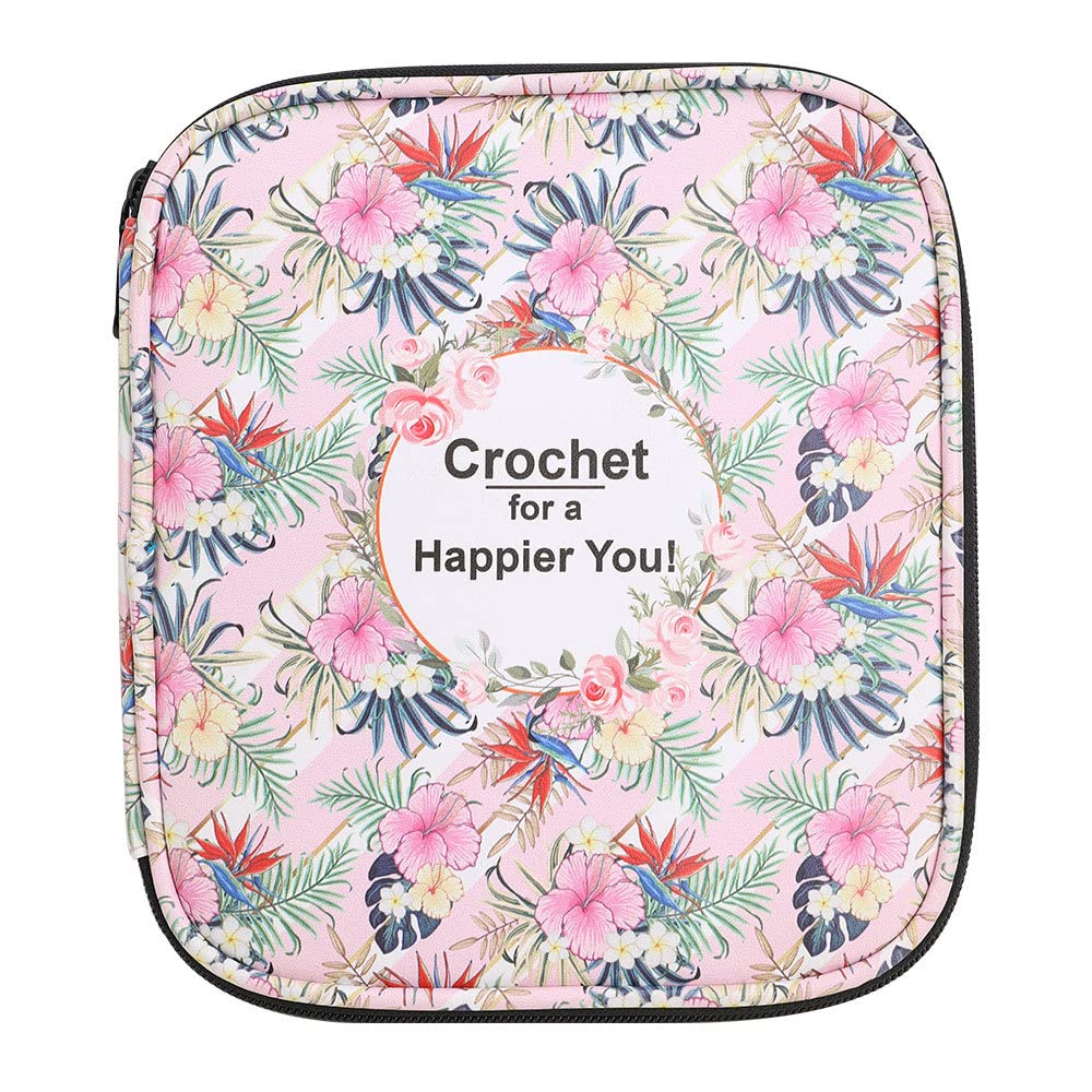 Crochet Hook Case Happy Mood Crochet Organizer Crochet Needles Storage Bag Portable Sewing Supplies Organizer Oxford Cloth Wool Crochet Organizer