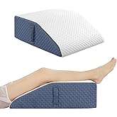 Leg Elevation Pillow, 8inch Flat Top Bed Wedge Knee Pillow, Memory Foam Top Wedge Pillow for Adults, Leg Rest, Elevating, Ank