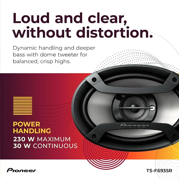 PIONEER TS-F6935R 3-WAY COAXIAL CAR AUDIO SPEAKERS – 6″ X 9″ PASSIVE CAR SPEAKERS (PAIR), 230 W MAX POWER, BLACK AND SILVER