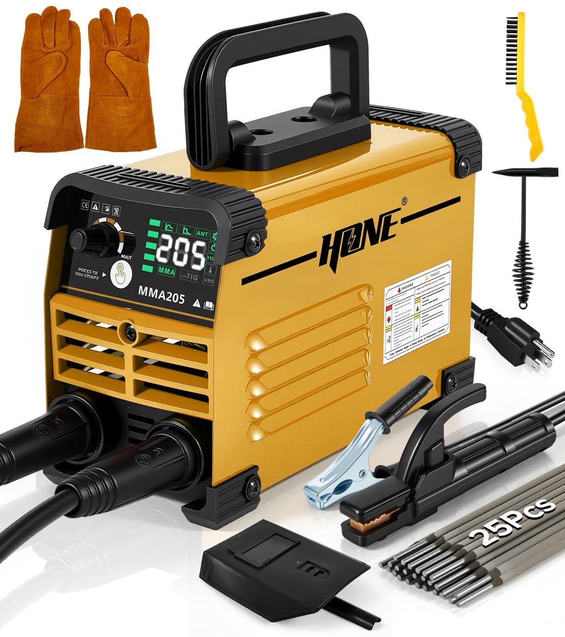 HONE Stick Welder, Upgraded 205Amp Mini Welder Machine 110V with Lift Tig Welding, IGBT Inverter Small Welding Machine with Hot Start Arc Force Anti-Stick VRD for 1/16"-1/8" Rod, Include 25 Rods. Image
