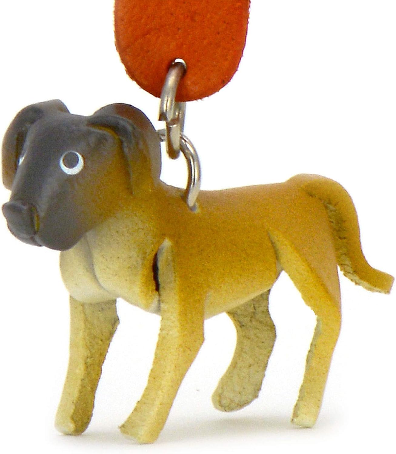 MONKIMAU Leather Keyring Great Dane Dog, Yellow, Small