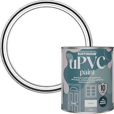Rust-Oleum Satin uPVC Door Window Paint Cotton White 750ml Weather Resistant